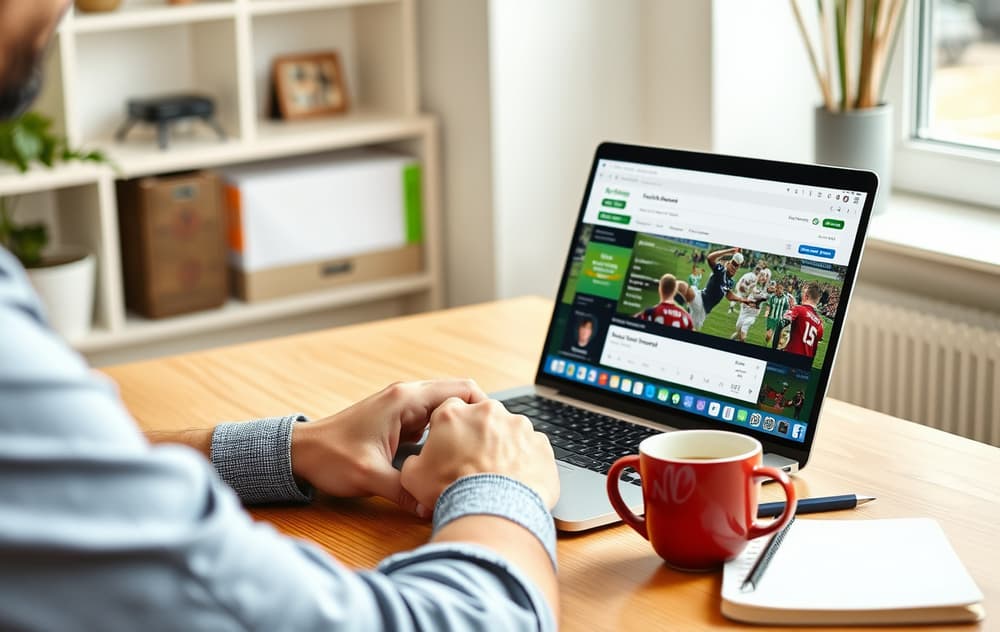 En person sammenligner bettingsider på en bærbar PC